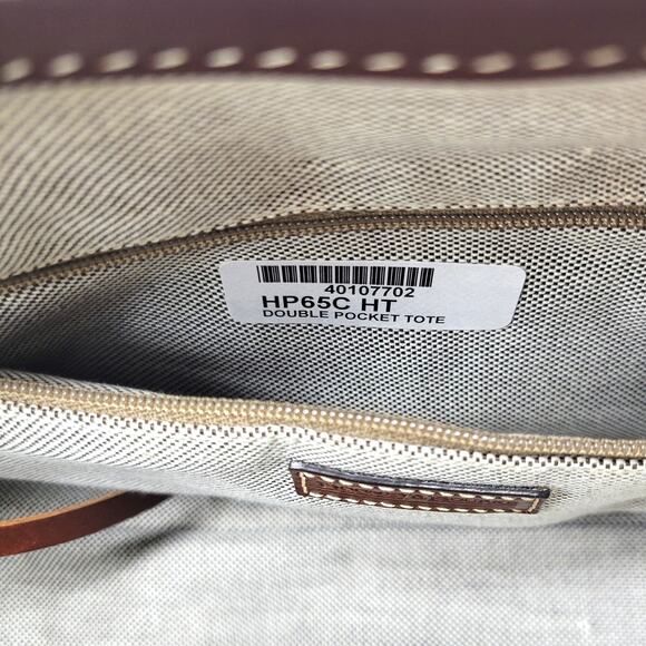 Dooney & Bourke Green Signature Logo Canvas Leather Double Pocket Tote Bag Purse - Picture 12 of 14